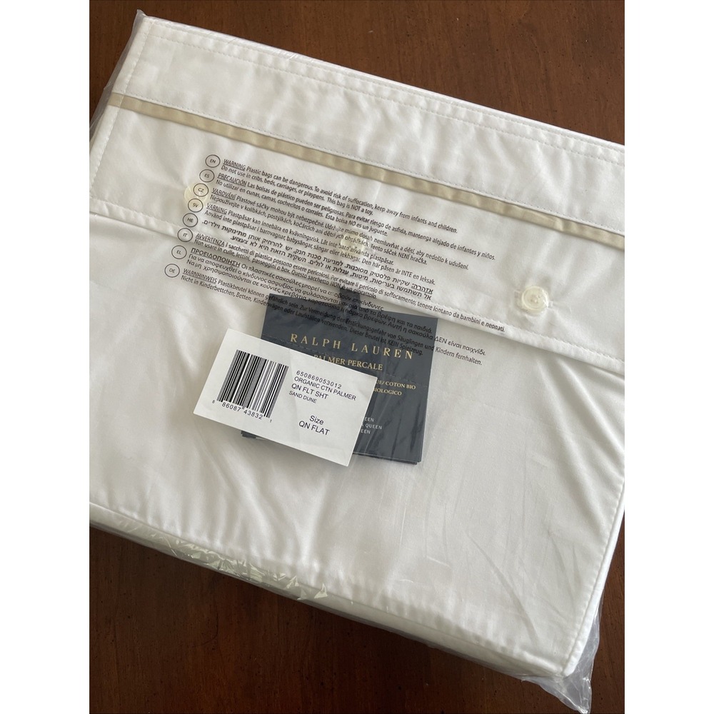NEW Ralph Lauren Flat Queen Sheet Palmer Sand Dune Cotton‎ 464TC